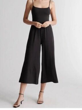 Quince Wide-Leg Black Jumpsuit with Spaghetti Straps